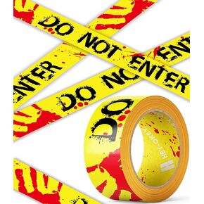 164 Ft Long Halloween Do Not Enter Caution Tape Roll - 3-Inch Wide for Extra Coverage – Perfect for Indoor/Outdoor Crime Scene Decor, Door Window Decorations and Halloween Party Setup - H1