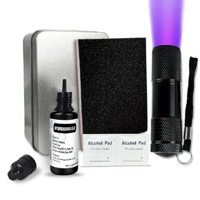 EDSRDXS UV Bonding & Welding Glue Kit UV Resin Kit UV Super Bonding Glue with 3W UV Light Quick-Drying & Waterproof Liquid Plastic Welding Kit for Plastic, Glass, Metal 0.35oz (10ml, Super)