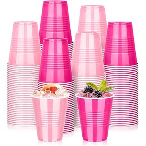 KesaPlan 100 PCS 12 OZ Plastic Cups, Party Cups Light Pink and Hot Pink Cups Disposable Drinking Cup Bulk For Bachelor Party Christmas Graduation Wedding Birthday Halloween Picnic Festive Celebrations