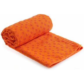 AngelBeauty© Microfiber Non Skid Yoga Towel Yoga Mat-Size 24""x72"" with Carry Bag (Orange), Large
