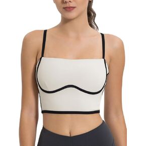 ABOCIW Womens Adjustable Spaghetti Strap Sports Bra Square Neck Wireless Padded Yoga Bra Camisole Workout Crop Tops in Kuwait