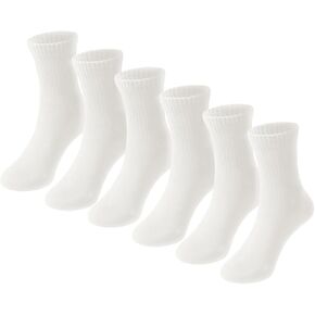 Haloumoning Boys 6-Pair Crew Socks 1-15 Years Kids Cushioned Athletic Socks Soft Running Basketball Socks
