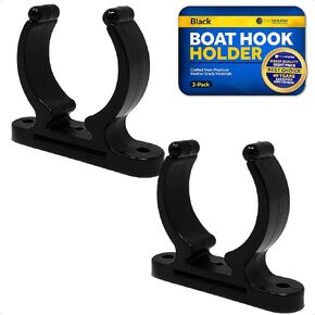 Five Oceans Boat Hook Holder Kayak Paddle Holder - Paddle Holder for Kayaking, Paddle Holder Clip 2-Pack Kayak Paddle Clip, Easy Mounting with Mounting Hardware, Black - Heavy-Duty Plastic - FO1843-M2