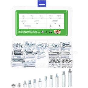uxcell 150 Pcs M4 Hex Standoff Spacers, Carbon Steel Male Female Thread 12/14/16/18/21/24/26/31/36mm, Motherboard Assortment Kit for DIY Computer Build, Electronic Projects, White