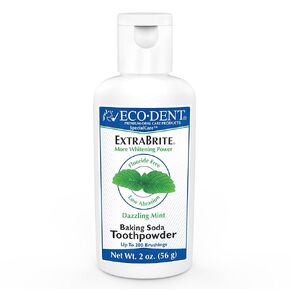 Eco-Dent ExtraBrite Baking Soda Tooth Powder, Mint – SLS & Fluoride-Free Toothpaste Powder with Oxidizing Calcium Peroxide, Whitening Toothpaste Alternative + DailyRinse Single-Use Pack