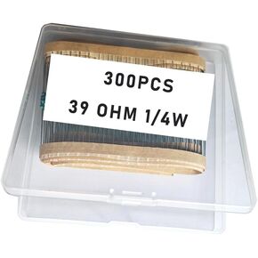 39 1/4W, 39R1/4W, 39 ohm, 39 R 1/4W, 39Ωresistor, 39 ohm resistor, 39 ohm Metal resistor, 39 R Metal Film resistors 1/4w(0.25w) 1% tolerance 0.01 MF Metal Film Fixed Resistor 300 pcs