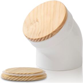 Salt Cellar with Lid, Modern Ceramic Salt Pig, Salt Containers for Countertop, Sugar Container, Sugar Jar, Easy Access, Dishwasher Safe (White)