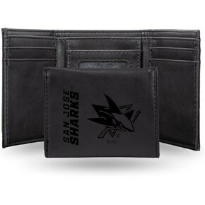 Rico Industries NHL San Jose Sharks Laser Engraved Black Tri-Fold Wallet - Men's Accessory