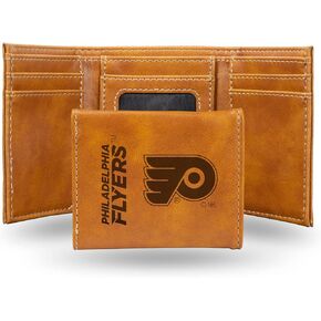 Rico Industries NHL Philadelphia Flyers Laser Engraved Brown Tri-Fold Wallet - Men's Accessory