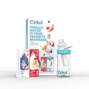Cirkul 12oz. طقم زجاجة زجاجة ماء من البلاستيك الخالية من BPA مع غطاء أزرق ، خراطيش 2 نكهة (1 ليفسيب فاكهة اللكمة و 1