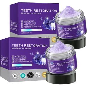 2PCS Purple Teeth Restoration Mineral Powder, Mineral Tooth Powder, Dental Restoration Mineral Powder Effective in Strengthening Teeth and Gums for Daily Use