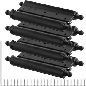 HOIGON 2 Pairs 6 Inch Stainless Steel Double Action Spring Hinges, 4PCS Self Closing Double Door Hinges with Screws and Adjusting Pin for Cafes, Bars, Saloons, Black