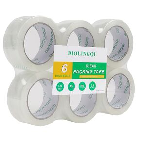 Clear Packing Tape, Heavy Duty Shipping Tape for Packaging Moving Sealing, 2.8 mil Thick, 1.88 inches Wide, 65 Yards Per Roll with Total 390 Yards (6 Rolls)