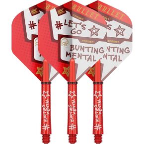 TARGET Darts Stephen Bunting Flight and Shaft Kit, No.2 Flight, Short/Intermediate/Medium Stem | Red, White and Black Pro Ultra Flights and Pro Grip Shafts, Professional Darts Accessories
