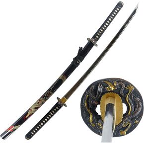 Makoto Hand Forged Razor Sharp 41" Black Samurai Katana Sword - Hand Painted High Gloss Black Scabbard