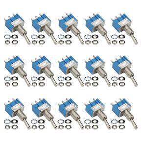 15PCS AC125V 6A ON/ON SPDT 3 Terminals 2 Position Toggle Switch MTS102