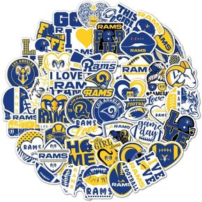 50 PCS Football Team Fans Rams Stickers for Water Bottle, Laptop, Bicycle, Computer, Motorcycle, Travel Case, Car Decal Decoration Sticker in Saudi Arabia