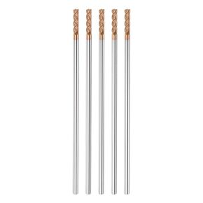 HARFINGTON 5pcs Micro Grain Carbide Square End Mills 1/8" (3mm) AlTiN Coated 4 Flutes Square Nose End Mill Milling Bits Cutter for Alloy Steel Hardened Steel Metal
