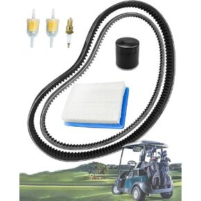 Golf Cart Tune Up Kit with Generator Belt and Clutch Drive Belt Replace 1016203 101916701 Fit for Club Car DS Gas 1992-2004, Include Air & Oil Fuel Filters Spark Plug