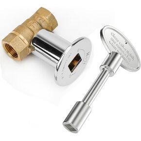 Onlyfire 1/2 Inch Straight Gas Key Valve Kit for Fire Pit Fireplace, Polished Chrome Flange and 3 Inch Key