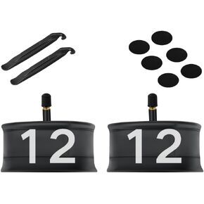 2-Pack Heavy Duty 12-Inch Bike Tube with Strong Airtightness, Puncture Resistant Butyl Rubber Inner Tube, Fits 12.5 x 2.25, 12.5 x 1.95, Compatible with Kids’ Bikes & Folding Bikes,Schrader Valve
