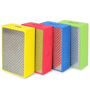 4Pcs Diamond Hand Polishing Pads 60#,100#,200#,400#, Wet/Dry Sanding Blocks Polishing for Ceramic Tile Glass Stone Wood Grinding and Polishing