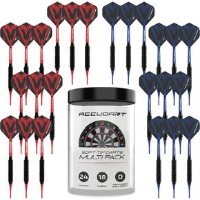 Accudart 24pk Soft Tip Dart Multi-Pack - Onyx Coated Soft Tip Barrel - Polycarbonate Shafts - Standard Poly Flights