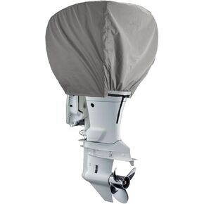 Outboard Motor Cover,600D Boat Motor Cover,Waterproof Boat Engine Cover, Heavy Duty Boat Engine Hood Cowling Cover,Fit for Motor 115-225 HP (Grey, 115-225 HP)