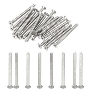 PATIKIL #8-32 x 1-3/4 Inch Flat Head Socket Cap Screws, 20 Pack 304 Stainless Steel Flat Countersunk Bolts Hex Socket Drive Machine Screws Full Thread Coarse Thread UNC Grade 6.8