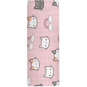 CEBUGI Non-Slip Yoga Mat For Women/Men Anti-Tear Exercise Mat With Storage Bag For Yoga Pilates Floor Workout At Home And Gym,Cute Kitty Head