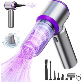 Handheld Car Vacuum Cleaner,Mini Vacuum Cleaner, 4-in-1 Vacuum Cleaner - 20000Pa Suction,Blower, Vacuum and Inflator with Multi-Nozzles, Cordless Vacuum for Car, Home, Pet, Office (Purple)