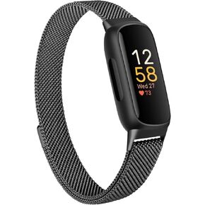 AK Metal Band Compatible with Fitbit Inspire 3 Bands Women Men, Stainless Steel Mesh Loop Replacement Bracelet Strap for Fitbit Inspire 3/2/Inspire HR Fitness Tracker