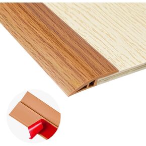 Carpet Floor Transition Strip, Self Adhesive Floor Edging Trim Strip, PVC Threshold Cover for Doorway, Floor Divider Strip Suitable for Threshold from 2/5" to 3/5" - Light Brown Coffee 3.3Ft