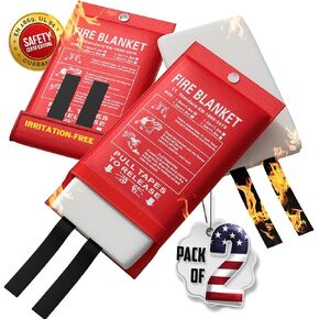 Silicone Fire Blanket Reusable 2 Pack, New Desing NO Irritation, First Response Fire Safety Blanket for Fires - Emergency Fire Blanket for Home and Kitchen, Camping, or Car