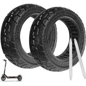 9.5 x 2.50 Off-road Solid Tire, 9.5x2.5-6.1 Tires Replacement, 9.5 inch Scooter Tubeless Solid Tire, for NIU KQi3 Pro/Max/Electric Scooter [Puncture-Proof] [Anti-Skid] [Wear-Resistant] (2 Pack)
