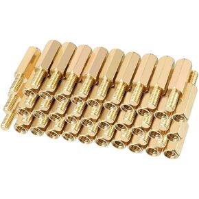 uxcell 60pcs M3 12+6mm Female Male Thread Brass Hex Standoff Spacer Screws PCB Pillar