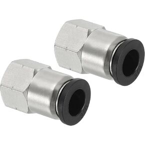 PATIKIL Female Straight Tubing Push to Connect Fittings, 2 Pack Female Straight 3/8 Inch Tube OD x 1/8 Inch NPT Thread Push to Connect Fittings for Air Water