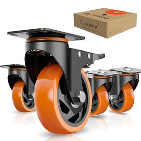 4 Inch Width Heavy Duty Polyurethane Wheels Set of 4,Heavy Duty Casters with Brakes