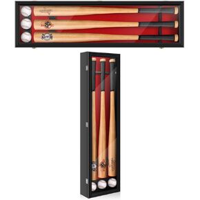 38.98 x 10.63 x 4.13 Baseball Bat Display Case Wall Mounted Shadow Box Vertical or Horizontal UV Protection 3 Display Boxes with Acrylic Transparent Door Holder for Collector Memorabilia Gift
