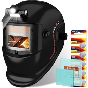 Welding Helmet with Light True Color Auto Darkening Welding Helmets for Men Solar Powered Welding Hood with 2 Arc Sensor Wide Shade 4/9-13 for TIG MIG ARC Cool Welder Mask Careta Para Soldar