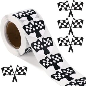 ملصقات 500pcs المتقلب ، الملصقات المغطاة بالملصقات ذاتية اللصقات ذاتية 1.5x0.94in ملصقات العلم الأبيض الأسود أبيض مقطوع العلم المتقلب لسباق سيارة ديكرينج تزيين