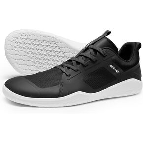 Men's Barefoot Shoes Zero Drop Workout Shoes Minimalist Gym Shoes for Men Deadlift Cross Training Sneakers (Black/White,11.0)