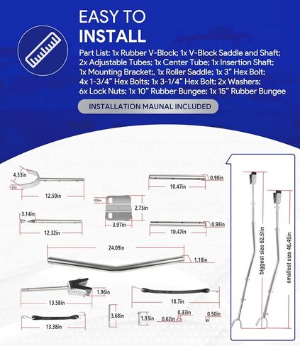 3001.1068 موفر رافدة عالمي عالي التحمل قابل للتعديل للألواح الخارجية حتى 150 حصان - قابل للتعديل من 28 بوصة إلى 59 بوصة in Kuwait