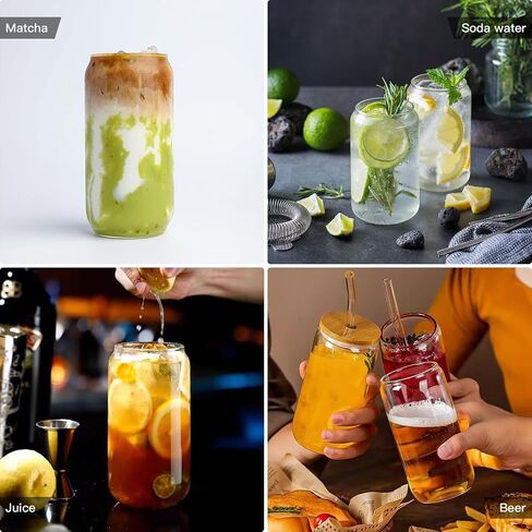 أكواب زجاجية مع أغطية وقش 1 حصص ، فنجان قهوة زجاجي ، كوب زجاجي مع غطاء للقهوة المثلجة ، عصير ، كوكتيل ، بيرة ، ويسكي ، صودا ، ماتشا ، كوب زجاجي 16 أوقية مع غطاء الخيزران ، 1 فرشاة in Saudi Arabia