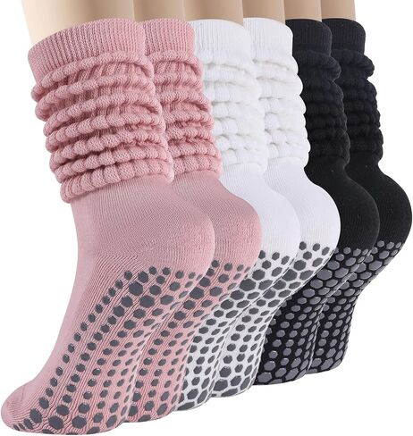 BISOUSOX Pilates Socks with Grips for Women, Grippy Socks Woman Yoga Barre Crew Ankle Sticky Ballet Slipper Hospital in Saudi Arabia