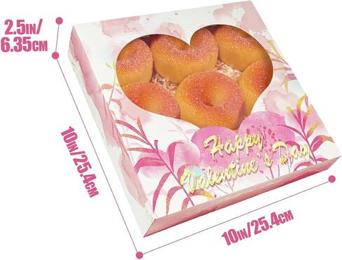 qiqee Valentine Cookie Box with Window 10x10x2.5 inch 30Pcs Pastry Macaron Valentine Bakery Box For Valentine's Day in Kuwait