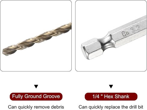 HARFINGTON 4pcs M35 High Speed Steel Cobalt Twist Drill Bit 6.8mm/0.04" Dia with Quick Change 1/4" Hex Shank Jobber Drill Bit for Metal, Steel, Copper, Aluminum, Zinc Alloy in Saudi Arabia