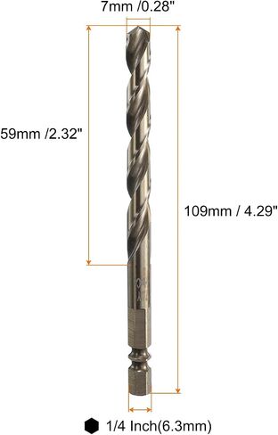 HARFINGTON 4pcs M35 High Speed Steel Cobalt Twist Drill Bit 6.8mm/0.04" Dia with Quick Change 1/4" Hex Shank Jobber Drill Bit for Metal, Steel, Copper, Aluminum, Zinc Alloy in Saudi Arabia