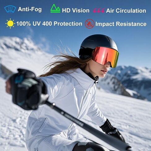 LESC Ski Goggles Anti-fog with UV400 Protection, HD OTG Design Snowboard Snow Skiing Goggles for Men Women Adult,Youth in Saudi Arabia