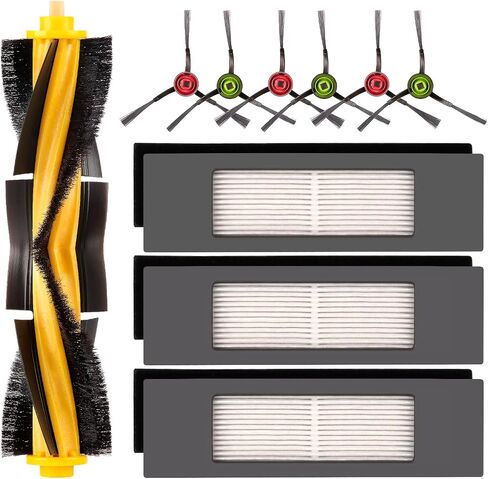 Filter Brush Replacement Set Compatible with Ecovacs DEEBOT OZMO 920 950 T8 AIVI Max T9 T5 N5 N7 N8+ N8 Pro Plus Robot Vacuum Cleaner Accessories Kit, 1 Main Roller Brush 3 HEPA Filters 6 Side Brushes in Saudi Arabia